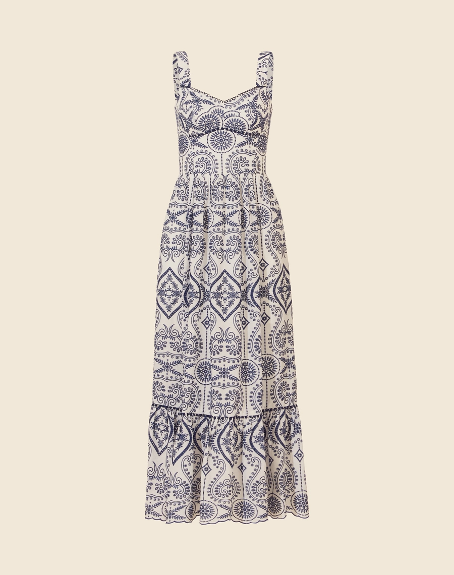 Vestido Midi Bianca é confeccionado em laise bordada, um tecido delicado e cheio de charme. Ideal para brunchs e encontros românticos. <br/>