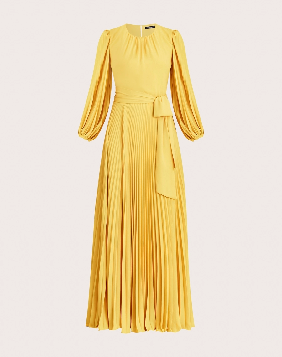 Vestido Longo Soleil, confeccionado em crepinho, é um tecido leve e fluido, conhecido pelo caimento suave e pela excelente movimentação.