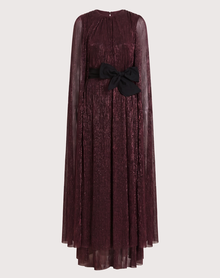 O Vestido Longo Quartzo é confeccionado em tecido plissado metalizado, de textura sofisticada e brilho delicado. <BR/>