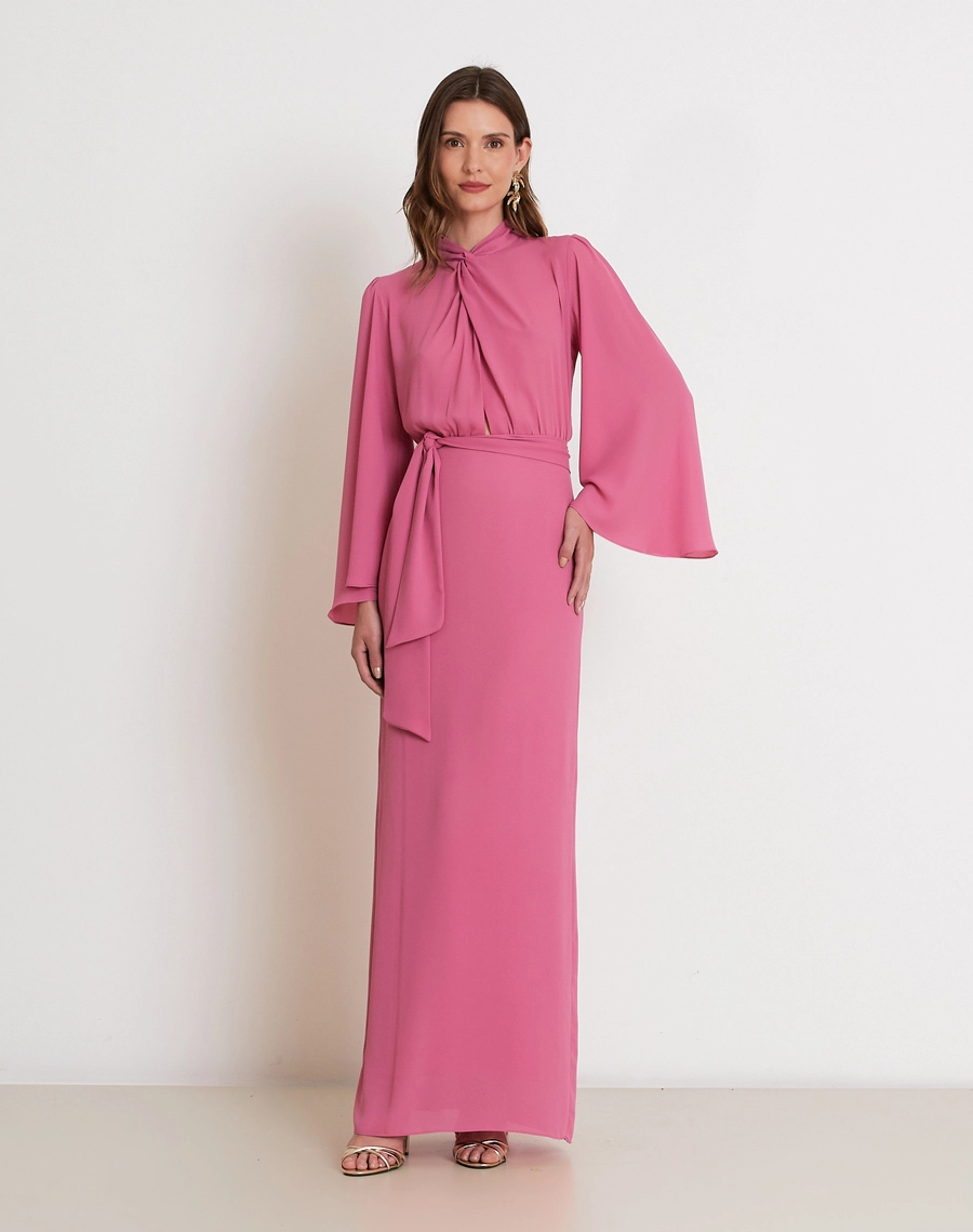 O Vestido Longo Alba é confeccionado em crepinho, tecido de toque macio, caimento leve e excelente fluidez.<br/>

