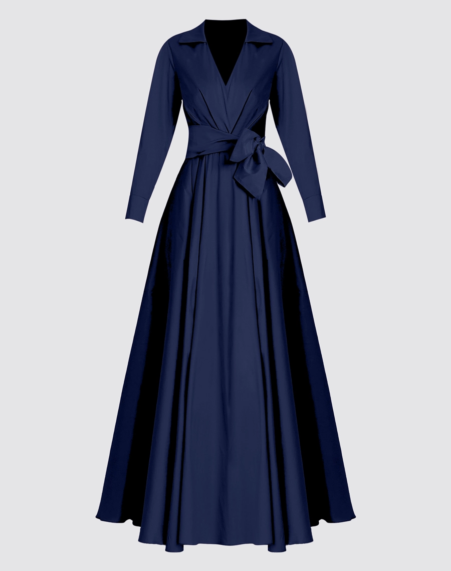 O Vestido Longo Nara é confeccionado em tafetá, tecido de toque encorpado, superfície levemente acetinada e brilho elegante, proporcionando estrutura e um caimento sofisticado.<BR/> 