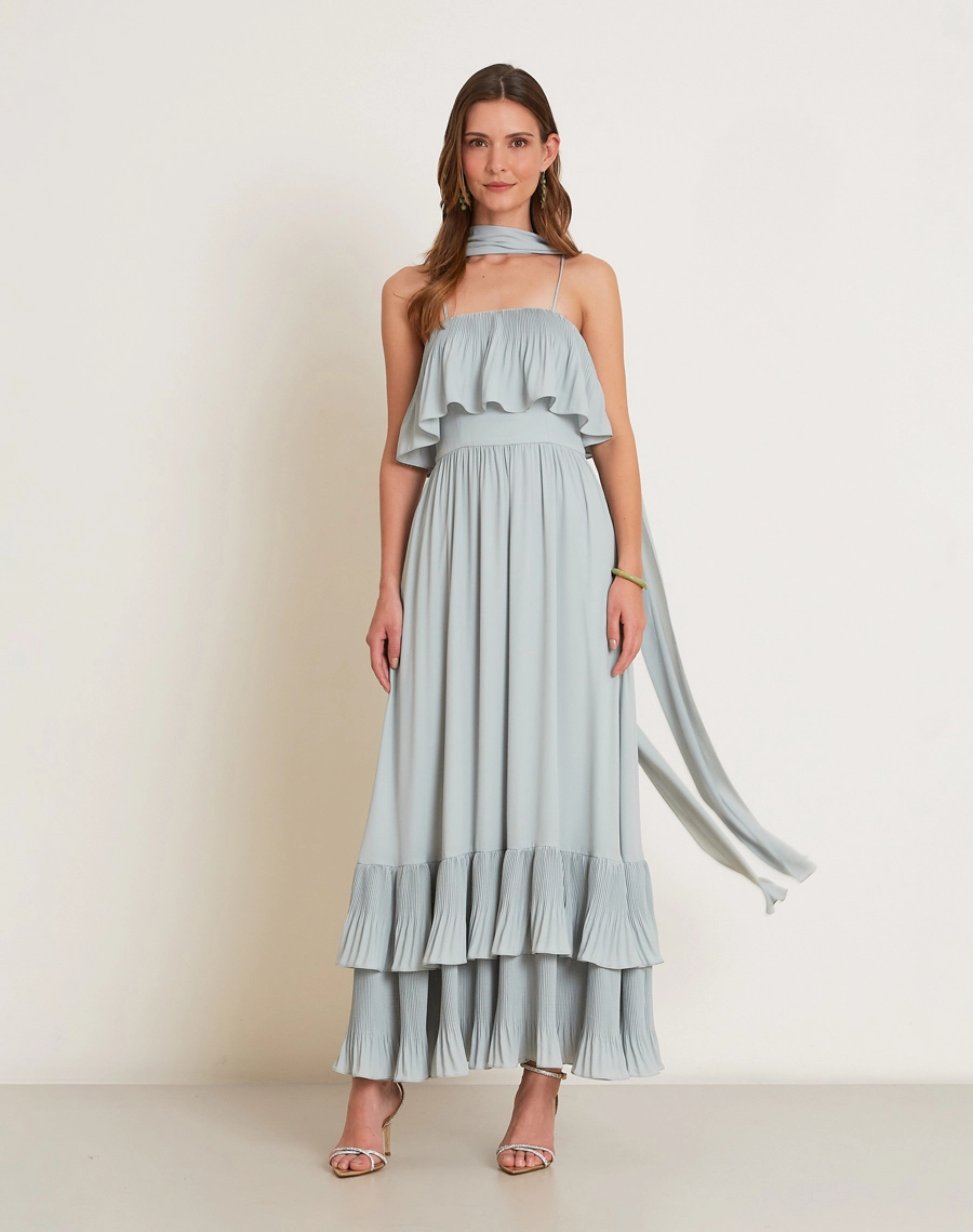 O Vestido Longo Nany é confeccionado em crepinho, tecido leve e fluido que se destaca pelo toque macio e caimento elegante. <br/>